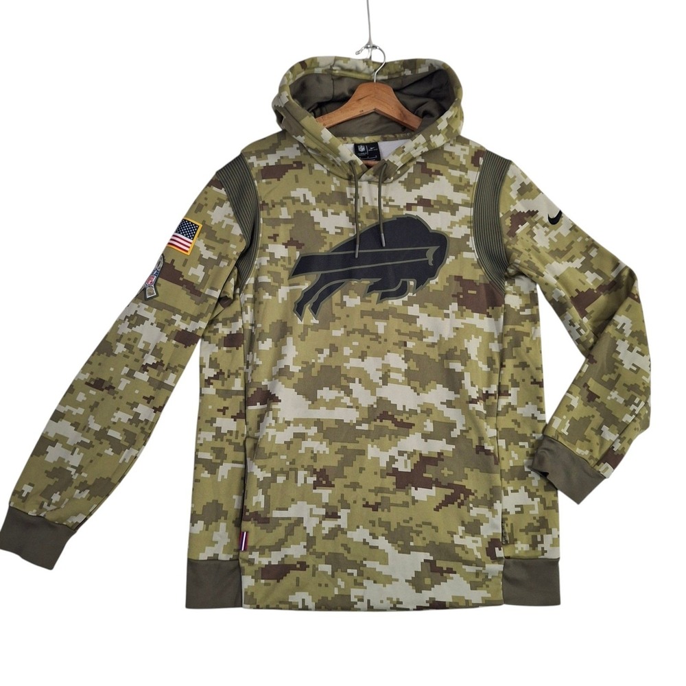 Nike Buffalo Bills Salute to Service Hoodie Mens Medium Camo Dri-FIT Pullover